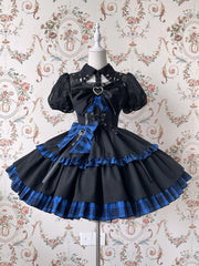Alice Girl - Gothic Lolita Dress Blue Plaid Jumper Dress