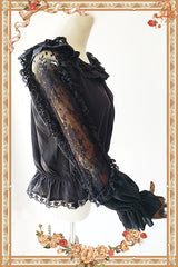 Infanta - Jenny Cookies - Classic Lolita Chiffon Blouse with Hollow-out Lace Shoulder