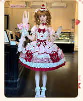 Sakurahime - Berry Sweetheart - Sweet Lolita OP Suit Old School Lolita Dress and Top Hat