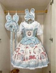 MeowMeow - Rabbit Collection Box - Bunny Print Kawaii Lolita JSK Dress, 3 Colors