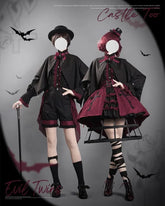CastleToo - Evil Twins - Ouji Lolita Vest Shorts Skirt Black Red Set