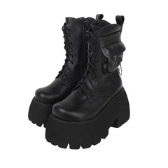 Angelic imprint - Gothic Lolita Black Leather Platform Shoes