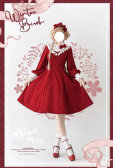 Miaoplus - Winter Birch Forest - Elegant Lolita OP Dress Corduroy Long Sleeve Winter Dress