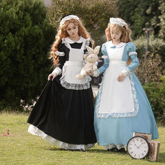Daydream Whisper - Dream Doll - Plus Size Maid Lolita OP Suit Black and Blue Dress
