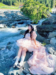 Rouroudream - Selkie - Plus Size Sweet Lolita OP Trailing Floral Princess Gown Dress