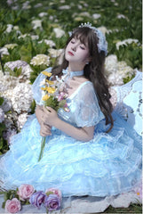 Daydream Whisper - Shisan District - Wedding Lolita OP Suit with Angel Demon Wings