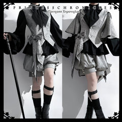 Princess Chronicles - Rabbit Hunting Glacier Gray - Vintage Lolita Grey Coat Kawaii Rabbit Ear Set