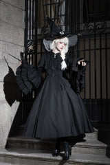 Muppet Mind Ben - Garden Witch - Gothic Lolita Dress Outfit Pointed Collar OP Batwing Cape