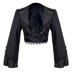 Mr. Yi's Steam Continent - Gothic Lolita Cardigan Long Sleeve Black Short Jacket