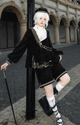 LizBird - Tomorrow Song - Ouji Lolita Loose Sweater and A-line Shorts