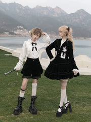 CastleToo - Erosion Heart F-Type - Ouji Lolita Suit Black Velvet Shorts and Skirt