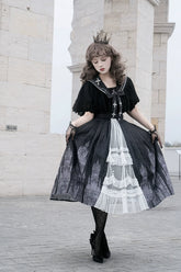 Cornfield Lolita - Silent Church - Gothic Lolita JSK Dress Printed Dress Thin Shawl Set