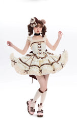 Chubby Cat Diary - Chocolate Layer Cake - Plus Size Cotton Lolita Jumper Dress