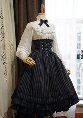 Surface Spell-Gothic Lolita High Waisted Stripe Skirt Customizable