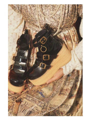 MODO - Retro Lolita Platform Shoes Round Toe Thick Sole