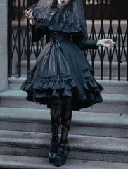 Lilizi - Redemption Song - Gothic Lolita OP Dress Cross Embroidery Tiered Hem