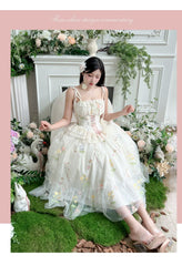 Diamond Honey - Spring Bouquet - Sweet Lolita JSK Dress Fairy-like Embroidered Mesh Dress