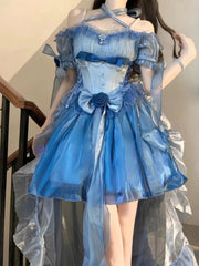 Meowing and fruity - Elegant Lolita Gradient Dark Blue Prom Dress Set