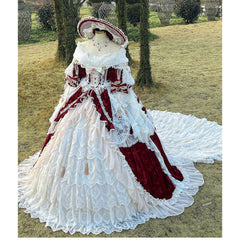 Guaji - Isabella - Wedding Lolita OP Bridal Dress with Tiered Petticoat and Trailing