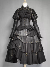 FOXTROT - Black Mist Beloved - Corset Gothic Lolita SK, Shirt, Faux Leather Cage Overlay