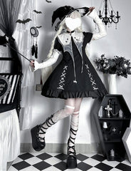 ZhiJinYuan - Spider Witch - Gothic Lolita Dark-theme Cobweb Unique OP