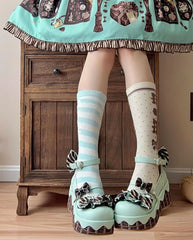 Sheep Puff - Chocolate Sponge Cake - Sweet Lolita Thick-Sole Shoes with Printed Platform