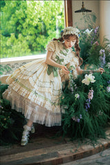 Lemon Cantata - Lily of the Valley - Country Lolita OP Dress, Tiered Ruffles