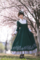 Youpairui - Lobnya - Gothic Nun Lolita Green OP Dress Set