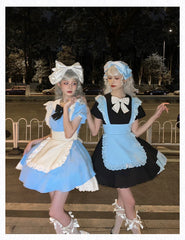 With PUJI - KissKiss - Maid Lolita OP Dress Pleated Lace Multicolor Dress