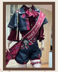 Forest Fluorescent Carps - Queen's Chess - Ouji Lolita Prince Outfit Lolita Cape Shirt Shorts Set