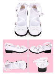 Angelic imprint - Sweet Lolita Bow Shoes, Low Heel, Round Toe