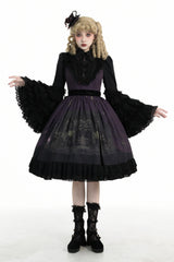 Dark Circle Clinic - Barbara Manor Night - Gothic Lolita JSK Pleated Floral Print Lolita Dress