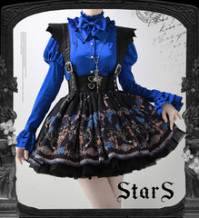 Nn Star - Dragonbone Lily - Gothic Lolita Satin Shirt with Vintage Julie Sleeves