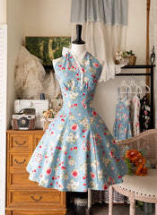 Forest Wardrobe - Summer Berry Picture Book - Elegant Classic Lolita Dress Halter Neckline Floral Print Dress