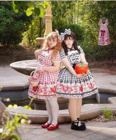 Chubby Cat Diary - Gingham Strawberry - Plus Size Country Lolita OP Dress