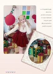 Yingtang - Plus Size Lolita Christmas Plush Coat Dress Set