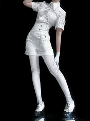 Gazing Galactic - Ouji Lolita Blouse With Chest Cutout & Lace-Up