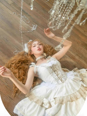 Forest Fluorescent Carps - Black Lady - Gothic Lolita JSK Dress Set