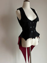 FlowerFairyDaily - Final Nocturne - Black Gothic Lolita Vest, Bat-Wing Shape