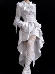 Princess Chronicles - Rabbit Theater White Moonlight - Ouji Lolita Shorts Set Corset and Rabbit Hat Accessory