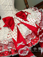Shuang Sheng Xiao Xiong - Bite The Cake - Sweet Lolita Dress, Red & White Polka Dots