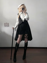 Gazing Galactic - Moonstone - Ouji Lolita Black Vest Prince Long Trailing Vest