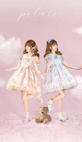 Polaris Lolita - Starry Wish Bear 2.0 - Kawaii Lolita OP Dress with Short Puffy Sleeves