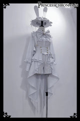 Princess Chronicles - Rabbit Theater White Moonlight - Ouji Lolita Shorts Set Corset and Rabbit Hat Accessory