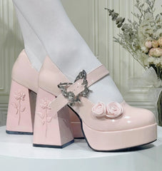 Dreamland - Cyclic Wonders - Elegant Lolita High Platform Shoes with Butterfly and Rose Details