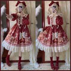 Matutu - Sweet Bear Gift House - Sweet Lolita Suit Christmas Lolita OP and Cape