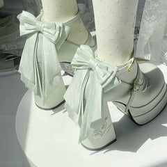 Dreamland - Floating Dream Lily - Elegant Lolita High Heel Shoes, Detachable Bow