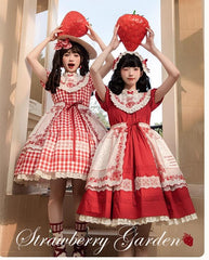 Flower and Pearl Box - Strawberry Basket - Country Lolita Dress Plaid Summer Spring Dress