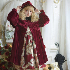 Dark Star Island - Winter Lolita Cape Velvet Antique Lolita Coat
