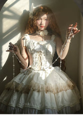 Forest Fluorescent Carps - Black Lady - Gothic Lolita JSK Dress Set